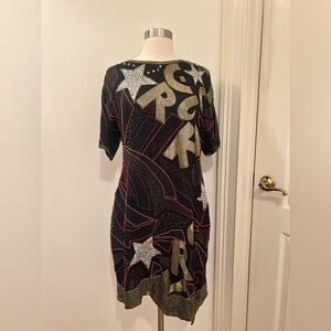 Scala Multicolor Beaded Starry Midi Dress NWT
